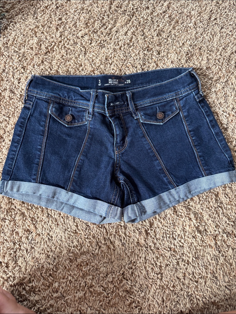 Hollister Dark Wash Cuffed Jean Shorts